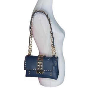 MICHAEL Michael Kors Cece Medium Studded Flap Pocket Shoulder Bag Purse Navy